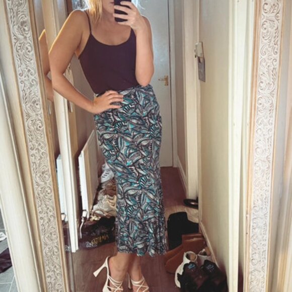 Precis Petite Women’s Blue Patterned Long Skirt - Picture 1 of 5